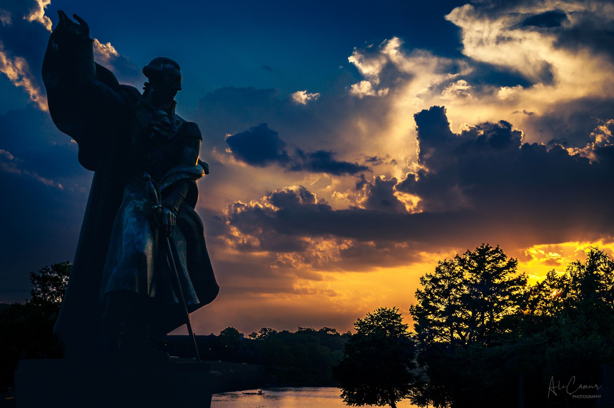 Bronze and Fire, Schuylkill River, Philadelphia, Pennsylvania — limited edition fine art metal print