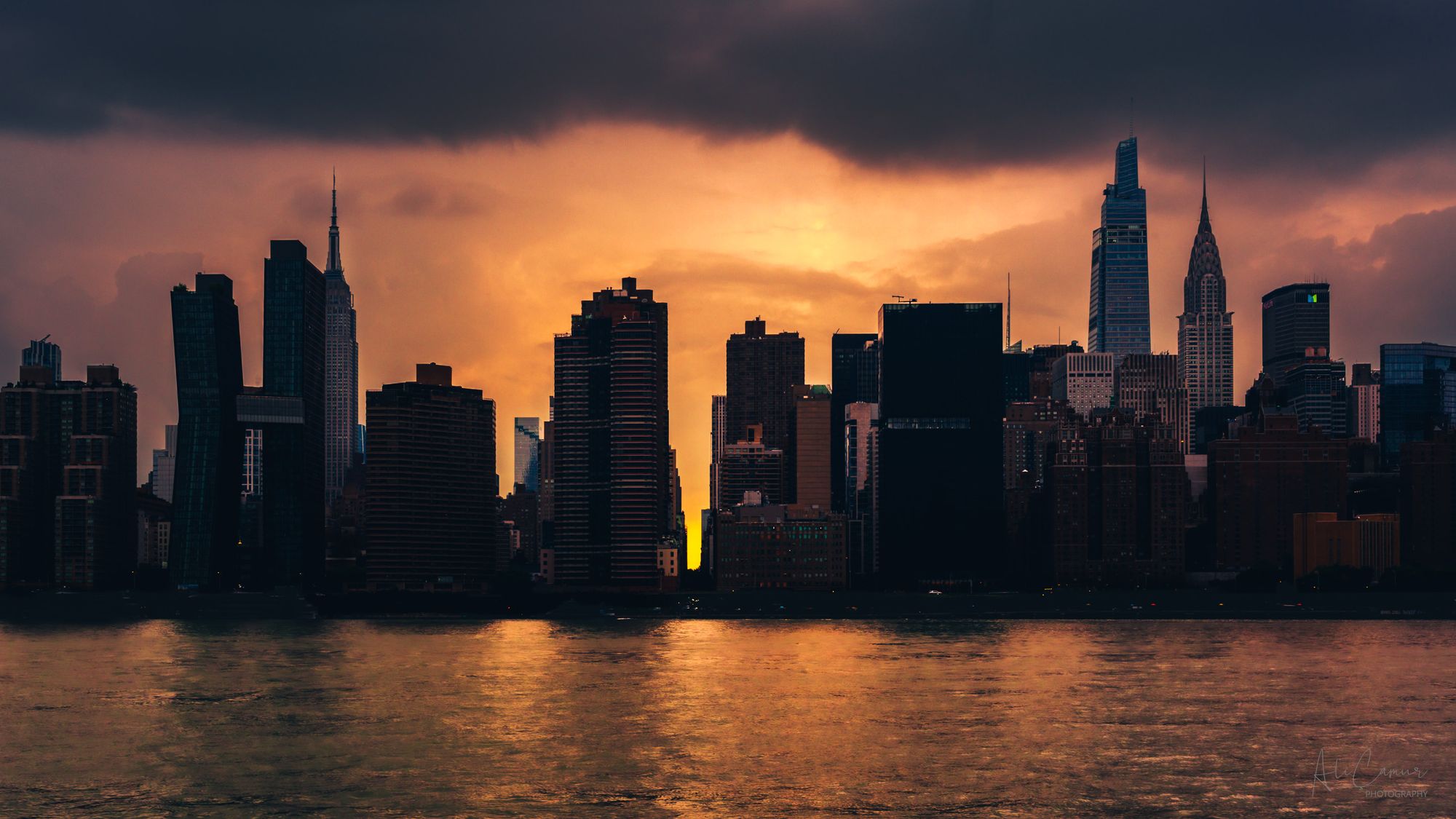 Ember Hour, East River Sunset, Manhattan, New York — limited edition fine art metal print