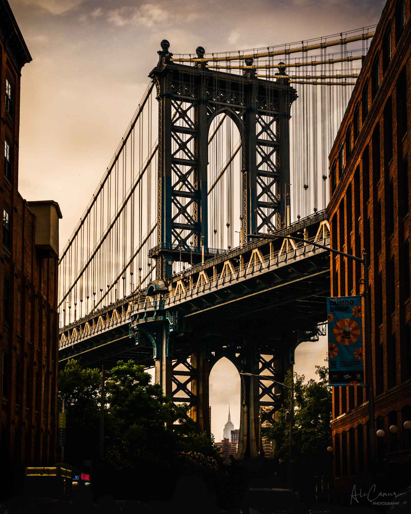 Empire in the Arch, Manhattan Bridge, DUMBO, Brooklyn, New York — limited edition fine art metal print