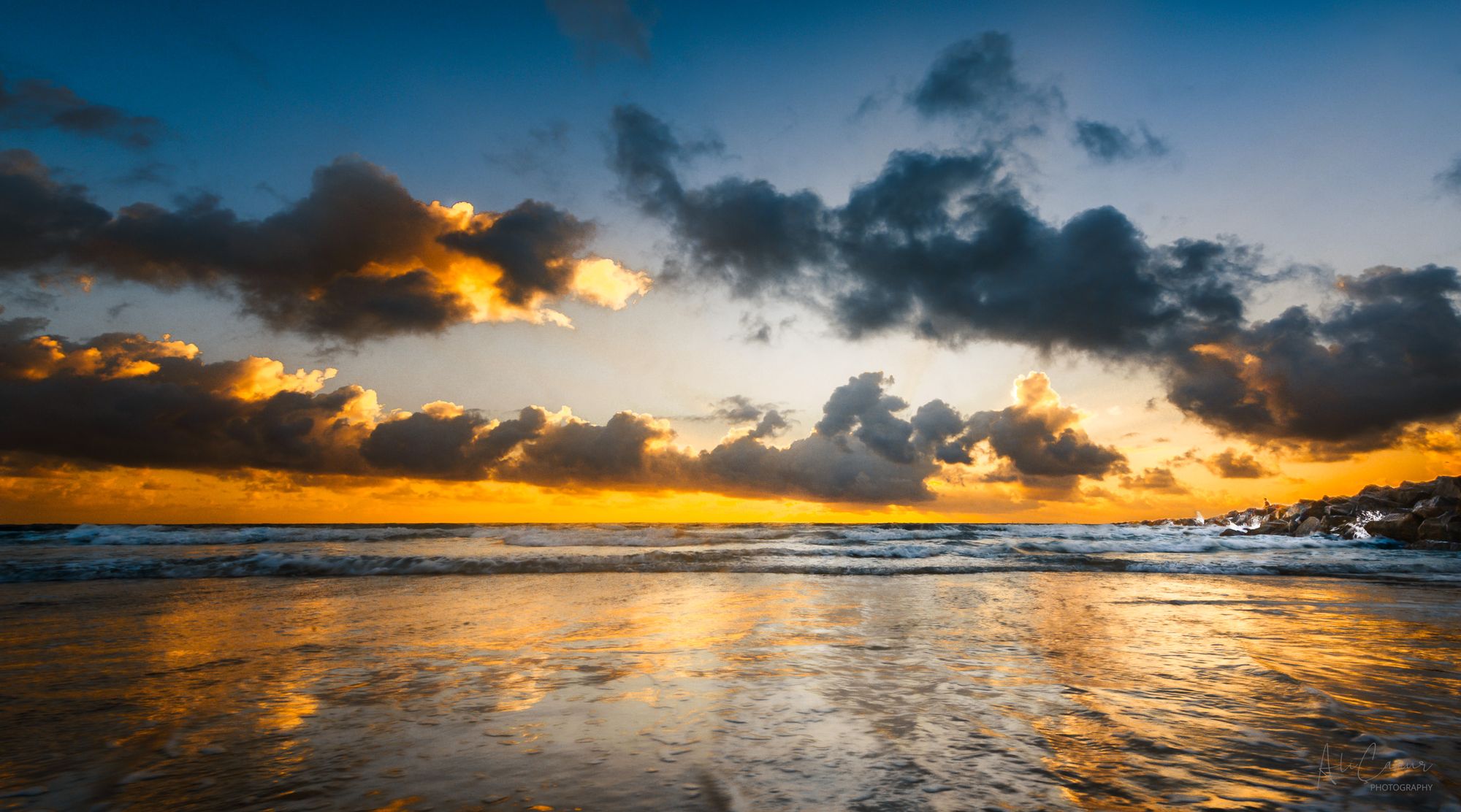 Fire and Silence, South Pointe Sunrise, Miami Beach, Florida — limited edition fine art metal print
